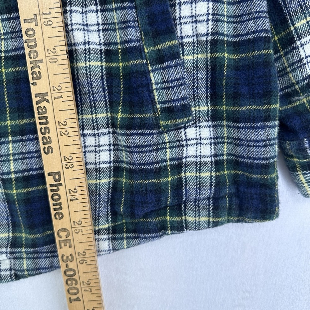 44° North Hooded Shacket Jacket Women's Large Full Zip Cotton Flannel Blue Plaid - Picture 12 of 12